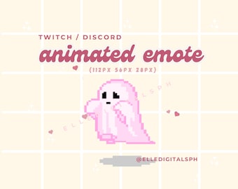 ghost animated emote for twitch discord 112px 56px 28 px | instant download | kawaii cute pink text emoji pack twitch stream gamer fun funny