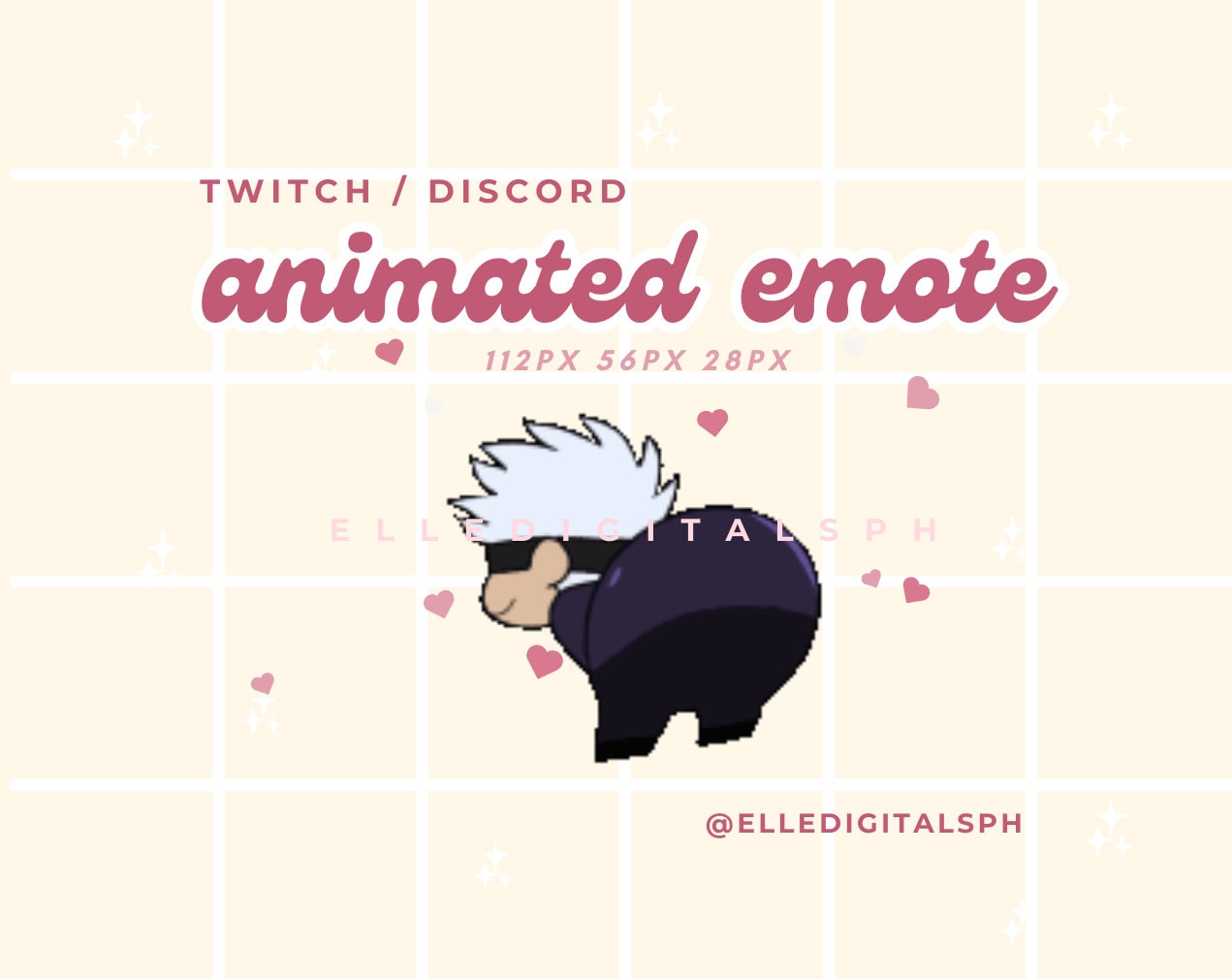 Gojo Twerking Animated Emote: Kawaii Pink Text (Digital Download)