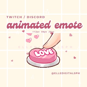 Pink Love Press Button Animated Emote: Kawaii Gamer Stream (Instant Download)