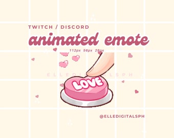 Pink Love Press Button Animated Emote: Kawaii Gamer Stream (Instant Download)