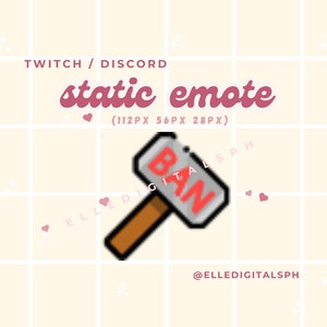 Kawaii Ban Hammer Emote: Pinker Text, Twitch Discord Stream (Instant Download)