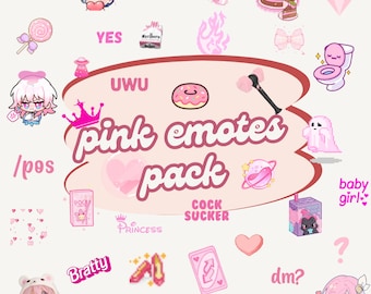 Pink Animated Emotes Pack: Kawaii Gamer Stream Assets (Digital Download)