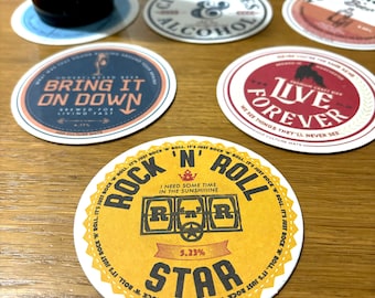 Oasis - Beer Mats - Music Gifts - Definitely Maybe - Liam Gallagher - Noel Gallagher - coasters
