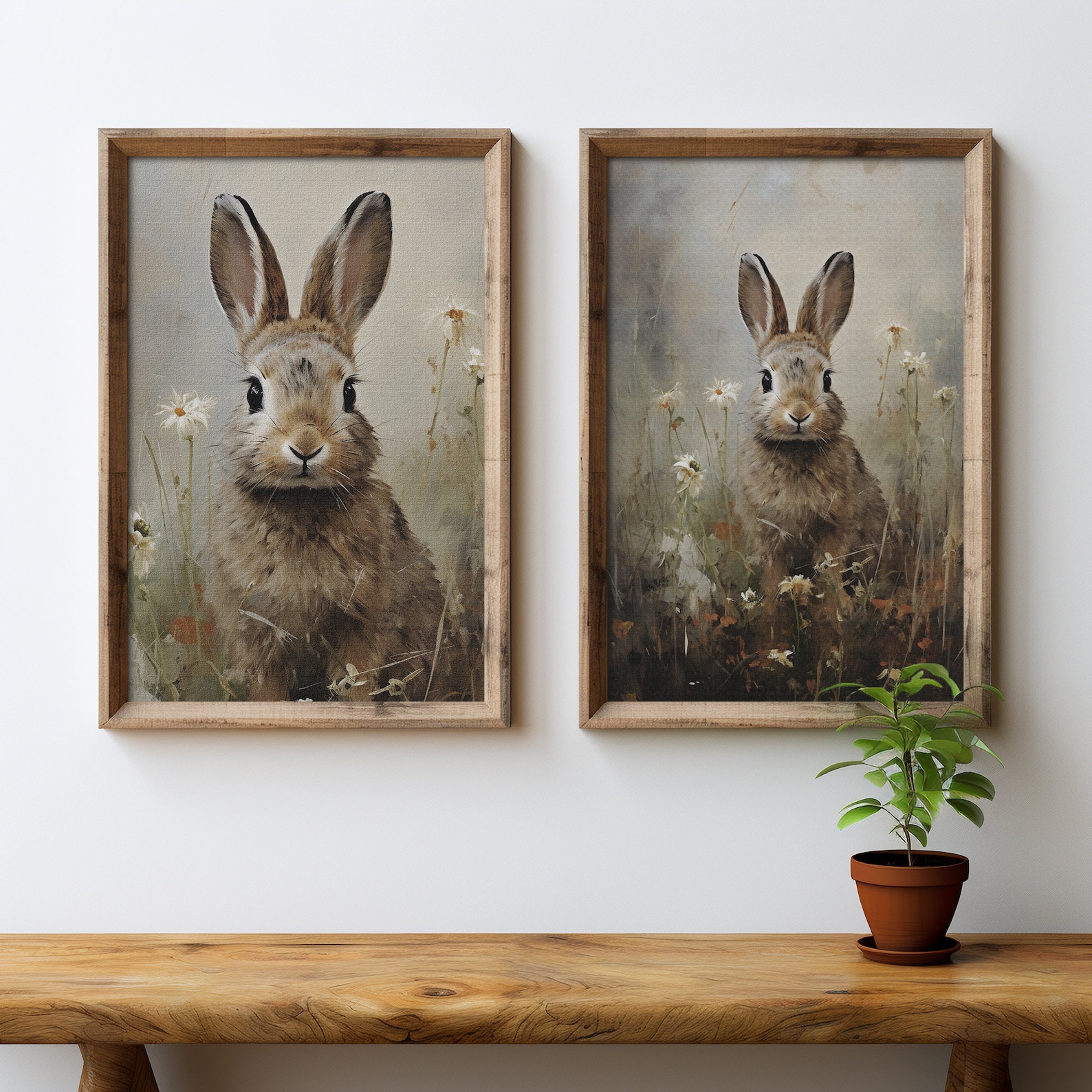 Printable Vintage Rabbit Oil Painting, Vintage Cute Rabbit Painting ...