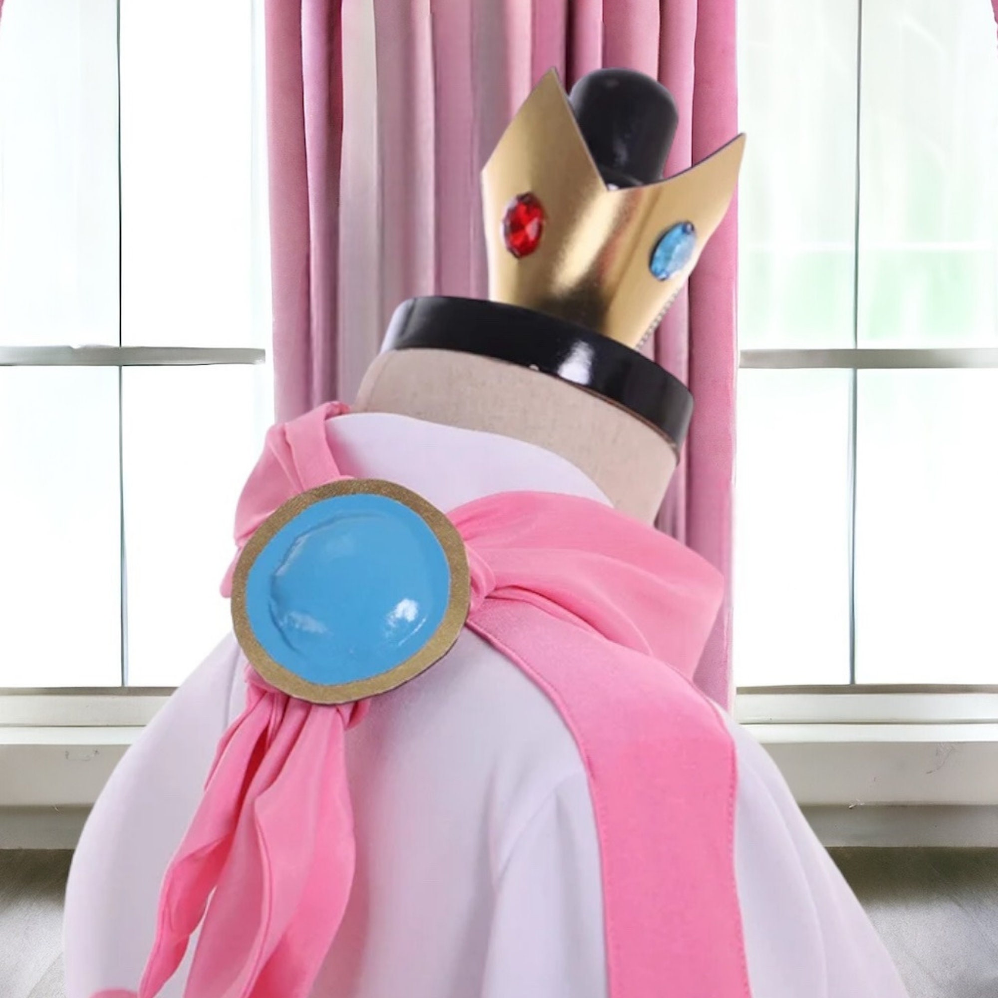 Princess Peach Cosplay Costume, Super Mario Bros Peach Princess Outfit, Peach Cosplay Dress for