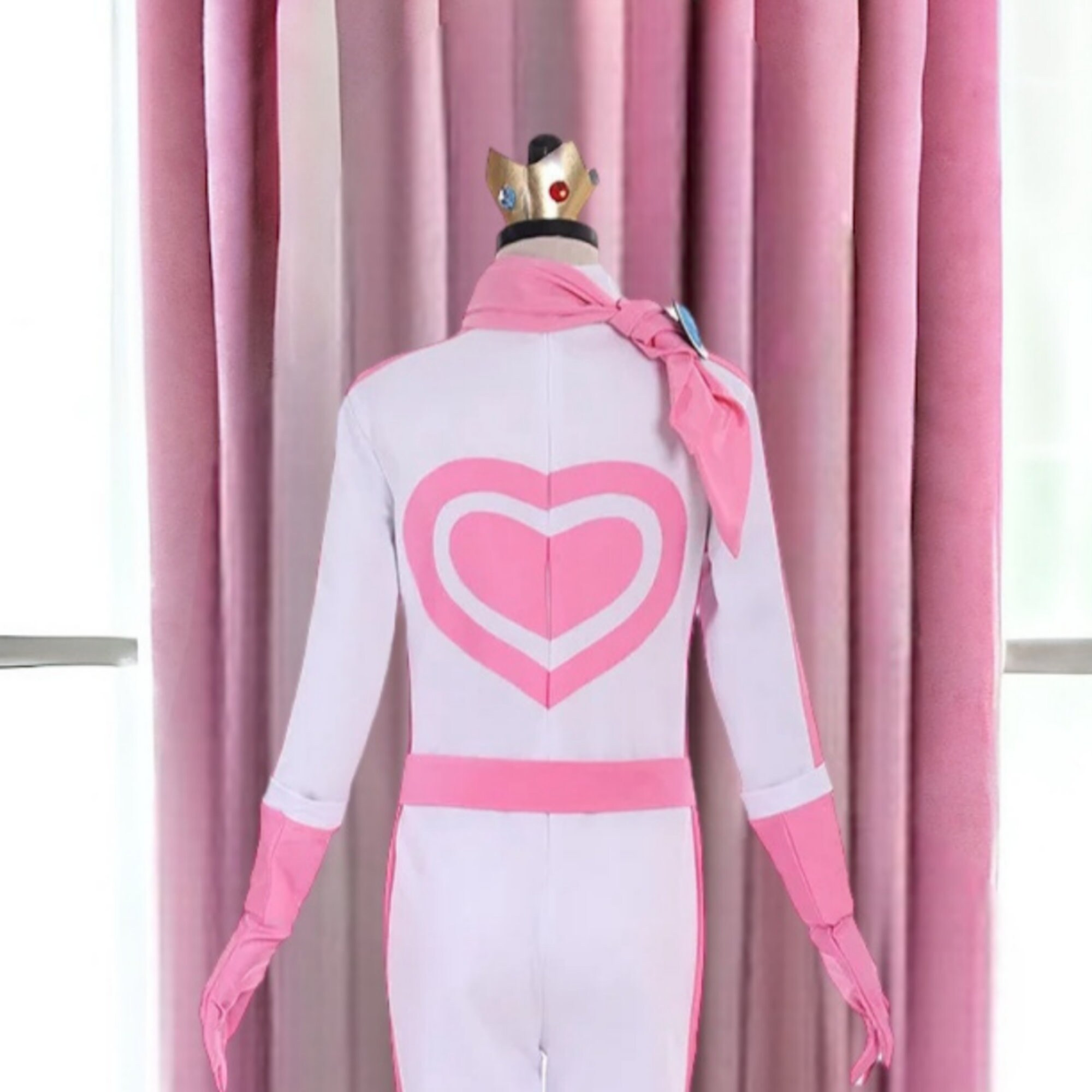 Princess Peach Cosplay Costume, Super Mario Bros Peach Princess Outfit, Peach Cosplay Dress for