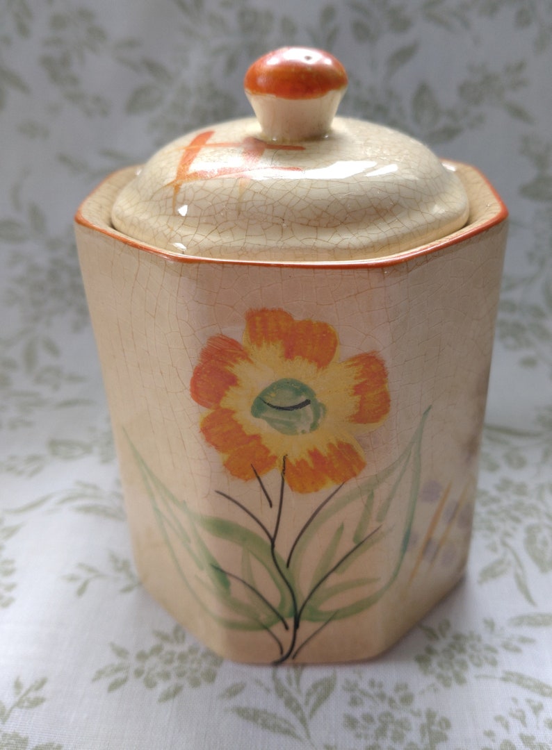 1930s Pre WW2 Jar Arthur Wood Handmade Ceramic Preserve Pot With Lid