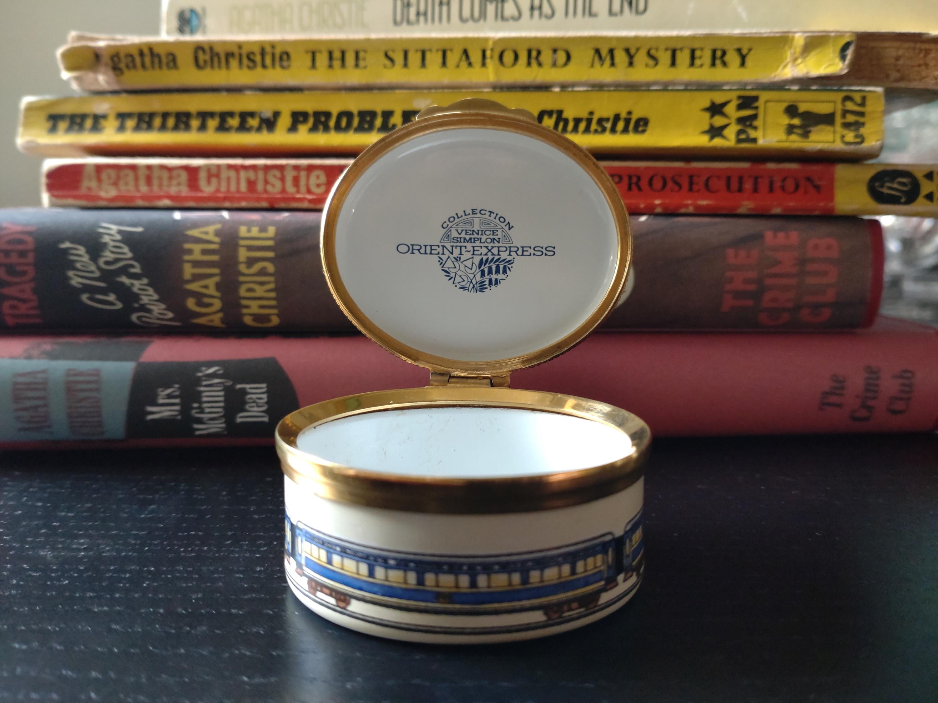 Vintage Orient Express Venice Simplon Train Blue and White Enamel