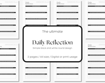 Digital Minimalist Daily Reflection Journal, Daily Reflection Planner Template, Printable Daily Reflection Planner, Gratitude Journal