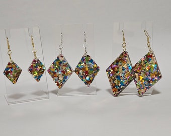 Handmade resin confetti earrings