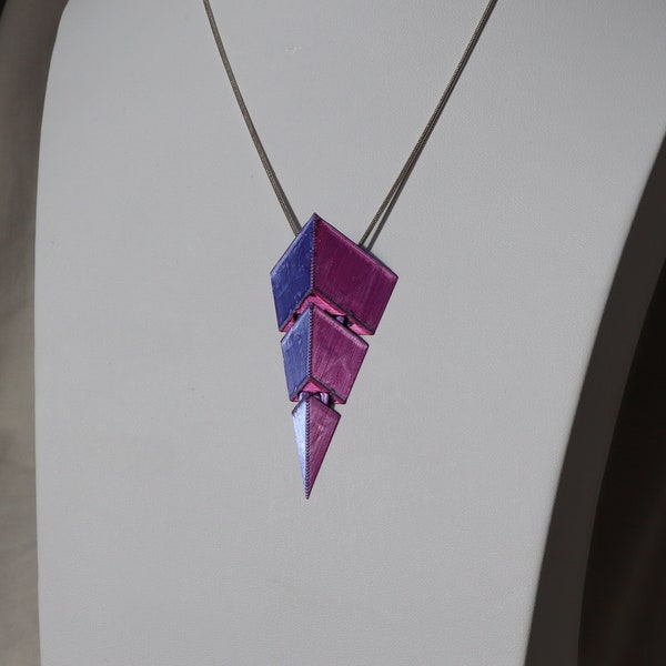 Collier géométrique à changement de couleur - Imprimé en 3D, bijoux tendance, cadeau élégant pour les amateurs de mode