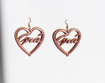 Grá Love Heart Earrings 3D printed Bold Colourful Earrings Irish Language Earrings Made in Ireland