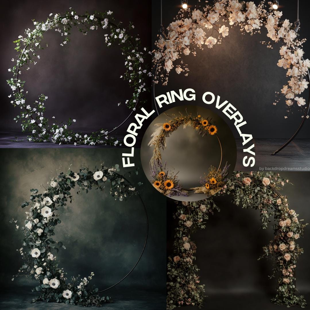20 Floral Ring Overlays | Digital Backdrops for Stunning Maternity ...