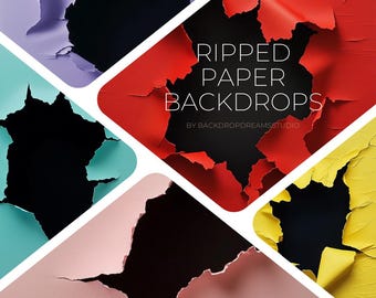 Fondos de papel rasgado / 20 superposiciones digitales de alta resolución para diseño creativo