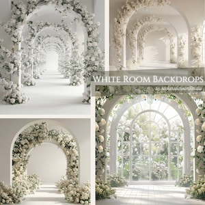 20 White Room Digital Backdrops, White Room Digital Backgrounds, Wedding Backdrops Backgrounds Overlay