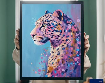 Colorful Leopard Profile Art: Vibrant Jungle Wall Print (Digital Download)