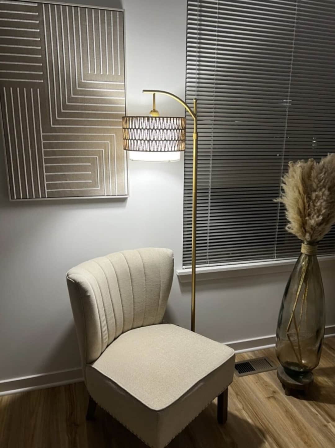 Modern Gold Floor Lamps for Living Room Boho Standing Lamp With Rattan ...