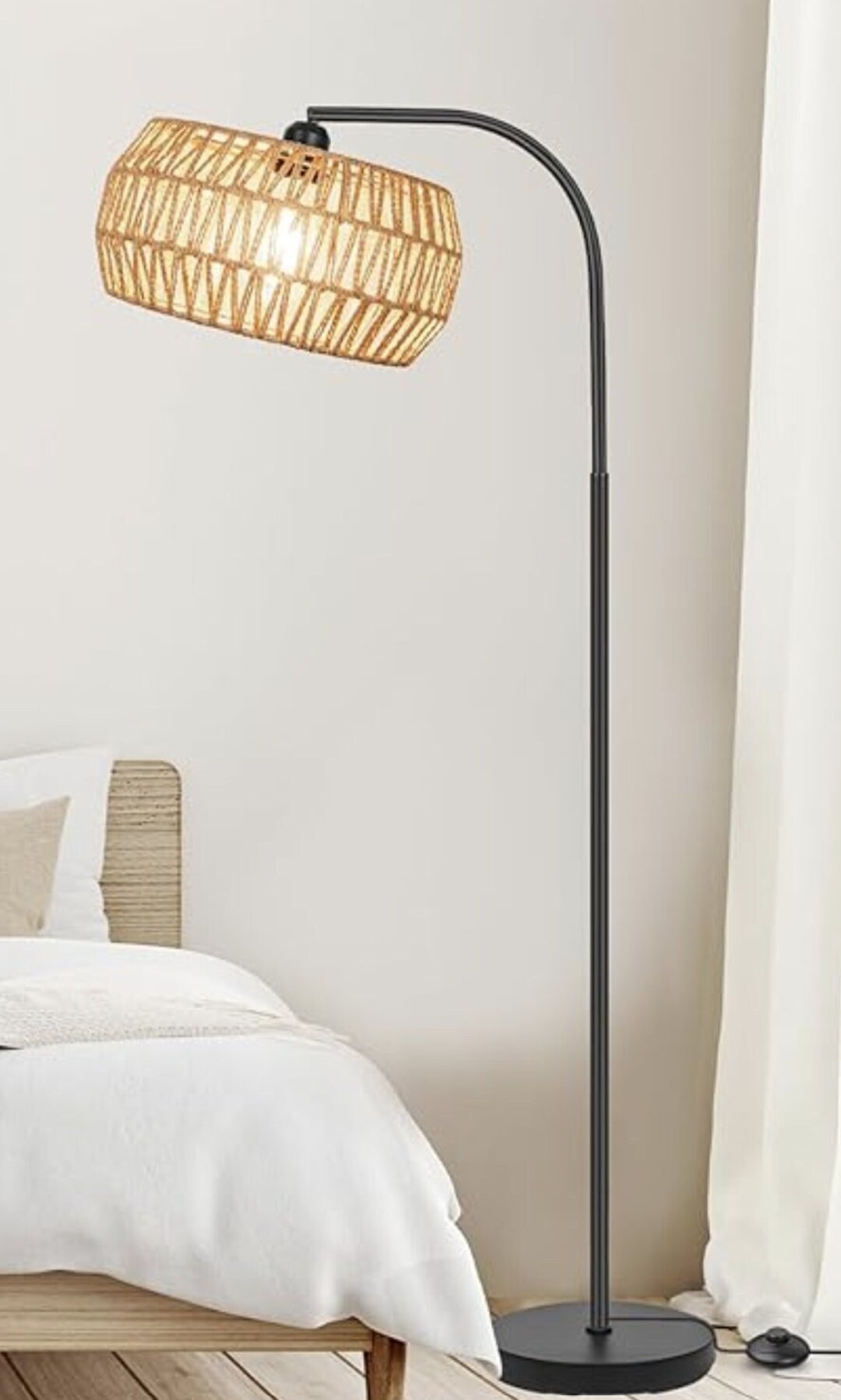 Boho Farmhouse Floor Lamp Rattan Standing Lamp With Rattan Lamp for ...