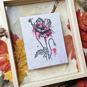 Poppy on poppy-tinted paper