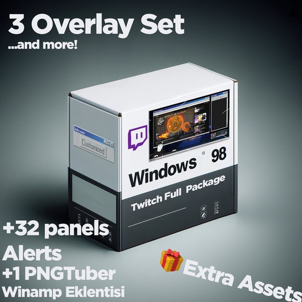 Windows 95 - 98 Retro Classic Aesthetic Twitch Retro Stream Overlay Panels Layouts Package (Wojak PNGtuber Giveaway/Free)