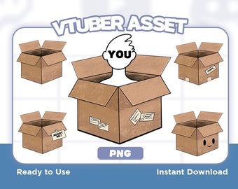 Cardboard Box, PNGTuber Asset, PNG Tuber, Instant Download, Multiple Variations Veadotube Ready To Use