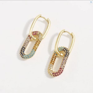 Boucles doreilles Double Trouble Zircon multicolore Acier inoxydable image 4