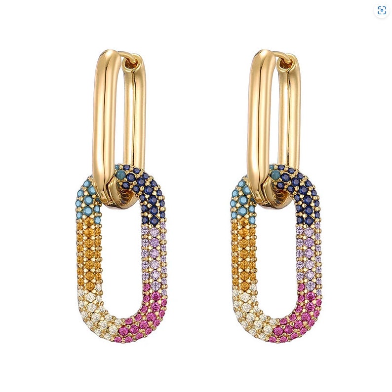 Boucles doreilles Double Trouble Zircon multicolore Acier inoxydable image 1