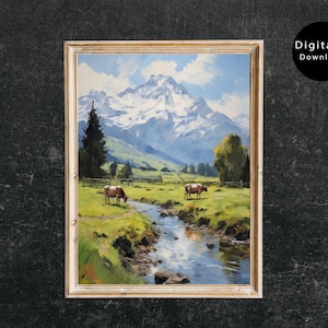 Aquarelle des Alpes autrichiennes, Autriche Art Print, Autriche Peinture, Téléchargement numérique, Impression téléchargeable, Art mural imprimable, vintage, Alp