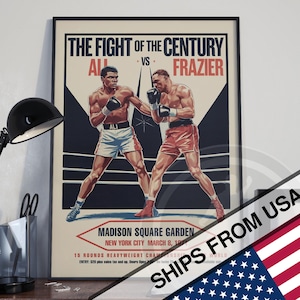 Ali v Frazier 1971 Boxing poster, Fight of the Century, Muhammad Ali,  Home Decoration, Sports Collectibles, gift for boxing fan