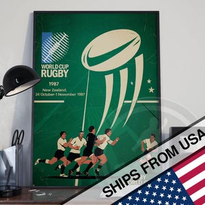 Rugby World Cup 1987 Poster, Vintage Retro Wall Decor, Football Art Print, Rugby gift idea