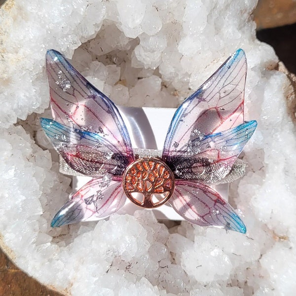 Broche fée creation elfique papillon arbre de vie fait main