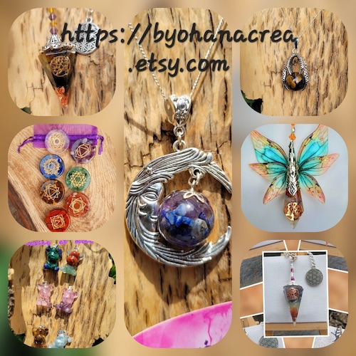 Pendentif Orgonite Lune En Lapis Lazuli & Améthyste - Symbole Paix Et Relaxation - Neuf Avec étiquettes