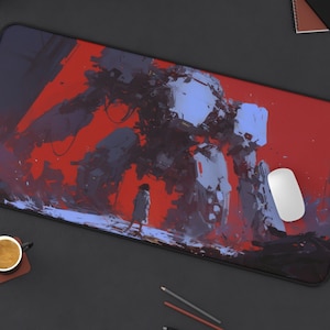 Anime Desk Mat, Giant Mecha Motif, Large Mouse Pad, Aesthetic Mousepad, Deskmat, Cute Desk Pad, Big, Deskpad