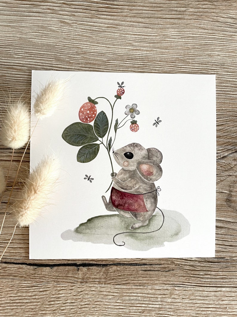 Forest Mouse Postcard/Square Postcard image 1