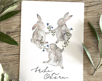 Easter cards/Easter bunny Easter card/Easter card with bunnies/A6 postcard/Easter gift/Easter bunny postcard/Easter greetings card/Easter decoration