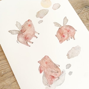 Cartel de Babypig/Cartel de cerdito/Cartel de cerdito dulce/Cerdo impreso de arte/Cartel A4/Cartel de guardería/Cartel de cerdito/ Regalo vegano/Cartel vegano/