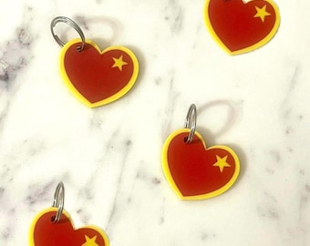 3D Printed Teddy Baby Heart Charm - Cute Pet Tag for Costumes-Accessories | Customizable Name/ Phone Number/Other Features on Front/Back