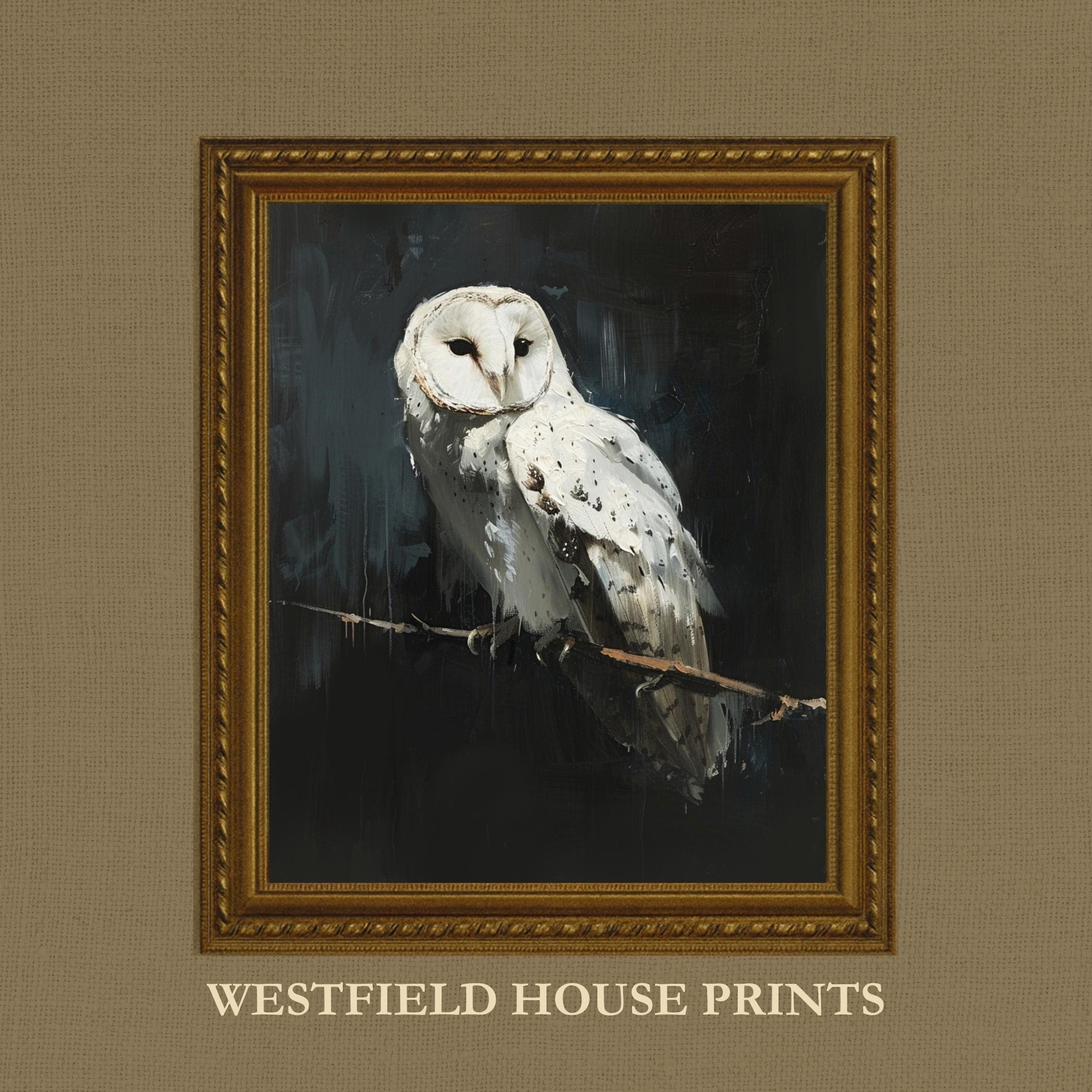 Vintage Owl Print: Dark Academia Halloween Decor (Digital Download, 5 JPG + PDF Files)