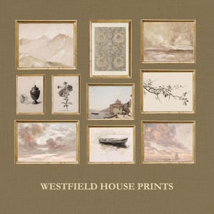 Vintage Coastal Gallery Wall Art Set: Neutral Seascape Prints (Digital Download