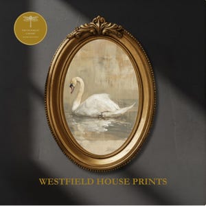 Vintage Swan Art Print: Painterly Cottagecore Nursery Art (Digital Download, PDF & JPG Files)