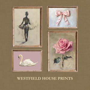 Pink Nursery Gallery Wall Art Set: Vintage Kids Room Decor (Digital Download)