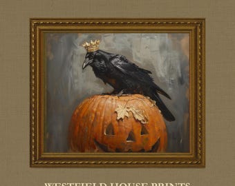 Raven King Halloween Print: Vintage Corvid Art (Digital Download)
