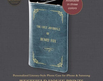 Personalized Vintage Book Phone Wallet Case: Faux Leather iPhone & Samsung