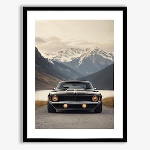 Chevy 69 Camaro Z28 Poster - Vintage Car Art Print, Black Muscle Car Decor, Digital Download, Retro Automotive Wall Art Gift