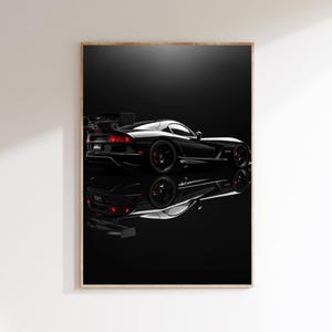 Black Dodge Viper SRT-10 ACR Digital Download Poster, Muscle Car Wall Art, Sports Car Print, High Gloss Garage Decor