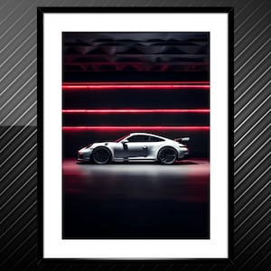 Porsche 911 GT3 Digital Wall Art Sports Car Posters Supercar Print Luxury Garage Decor Racing Car Photography Gift Man Cave Decor Auto Art