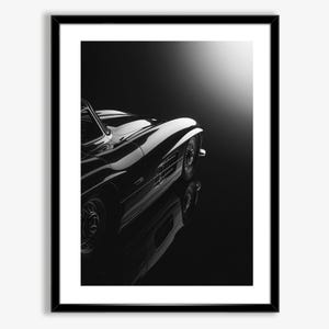 Mercedes 300SL Digital Download Print, Classic Car Wall Art, Black and White Luxury Auto Poster, Retro Car Photography Decor