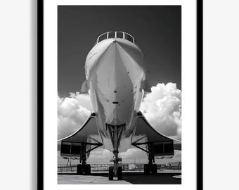 Concorde Jet Wall Art | Black and White Aviation Poster | Supersonic Aircraft Print | Digital Download Decor