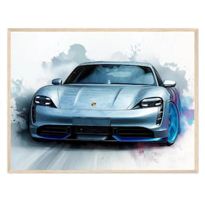 Porsche Taycan Turbo S| Instant Digital Download| Perfect Wall Art for Porsche Fans of All Ages| Timeless Automotive Boys Room Decor