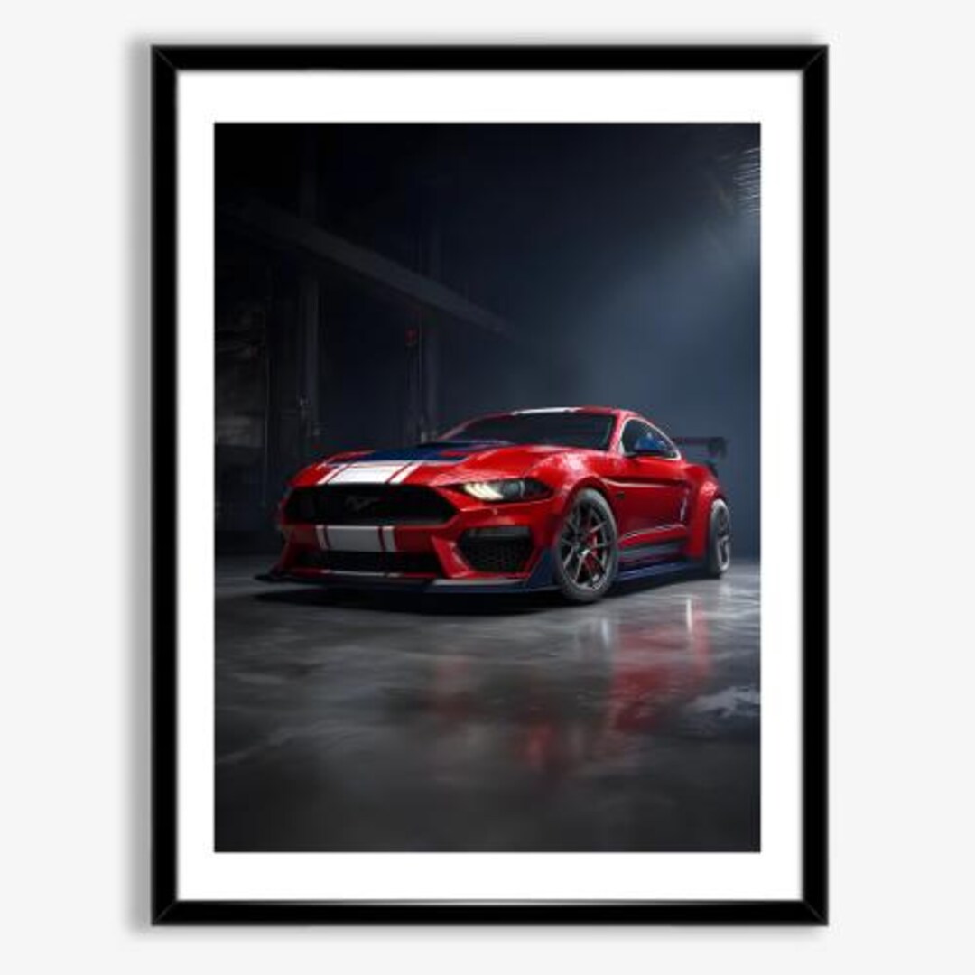 Cars Poaster Ford Mustang Race Car Wall Art | Classic Muscle Car Poster ...